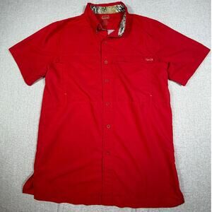 Game Guard Men's Medium Red Vented Short Sleeve Button Front Fishing Shirt